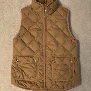J.Crew Excursion Quilted Down Vest Tan Small